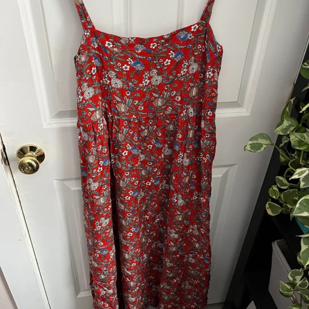 Natural Life, red floral maxi dress, size medium
